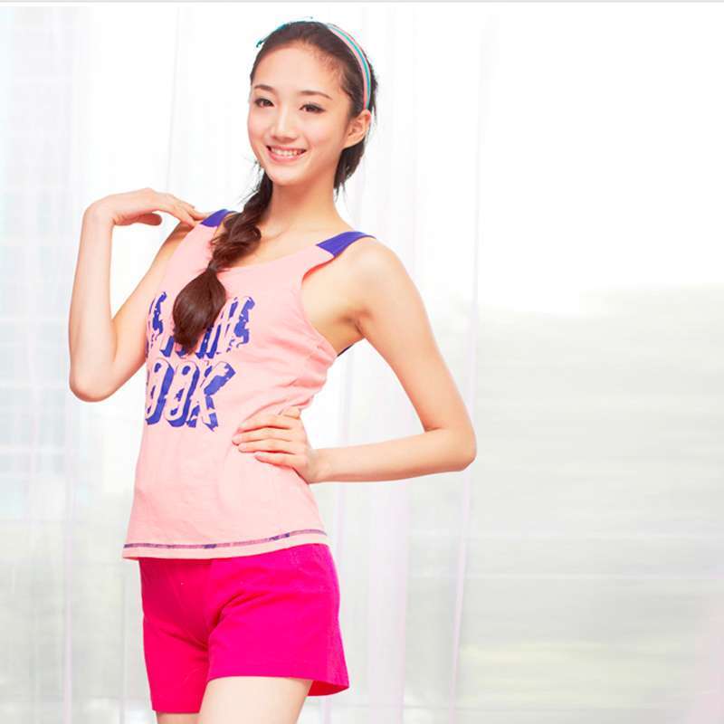 朗绪女式拼接V领吊带珊瑚粉色(XL)222061