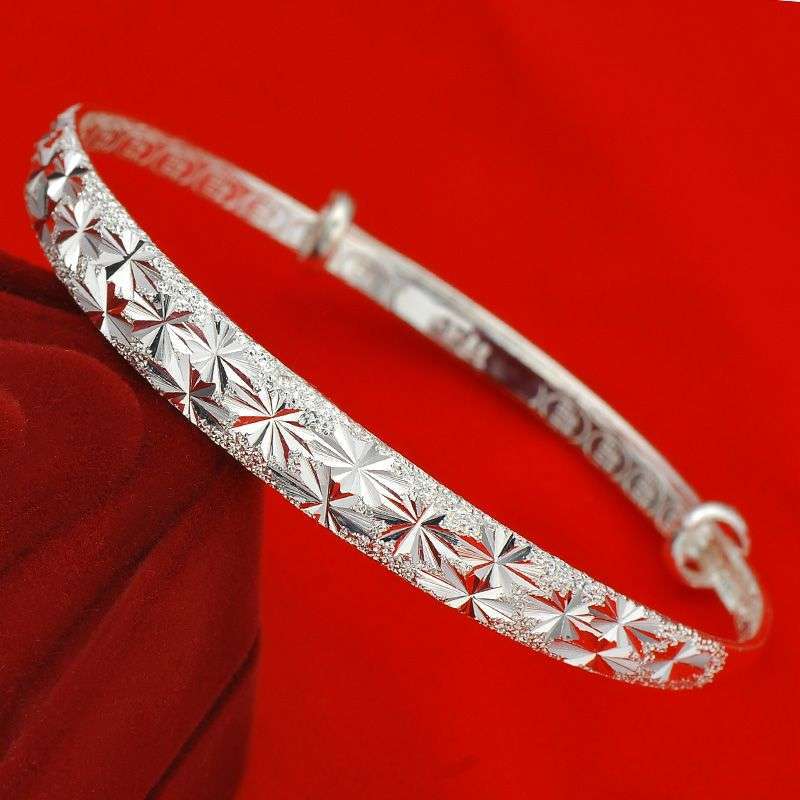 唯一s999千足银手镯吉祥满天星 16±1g 时尚女款 纯银手镯 配证书197