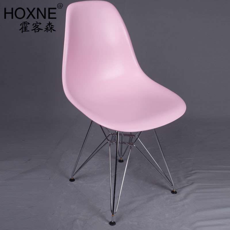 霍客森(HOXNE) eames chair伊姆斯椅无扶手铁脚餐椅会客椅电脑椅 粉色