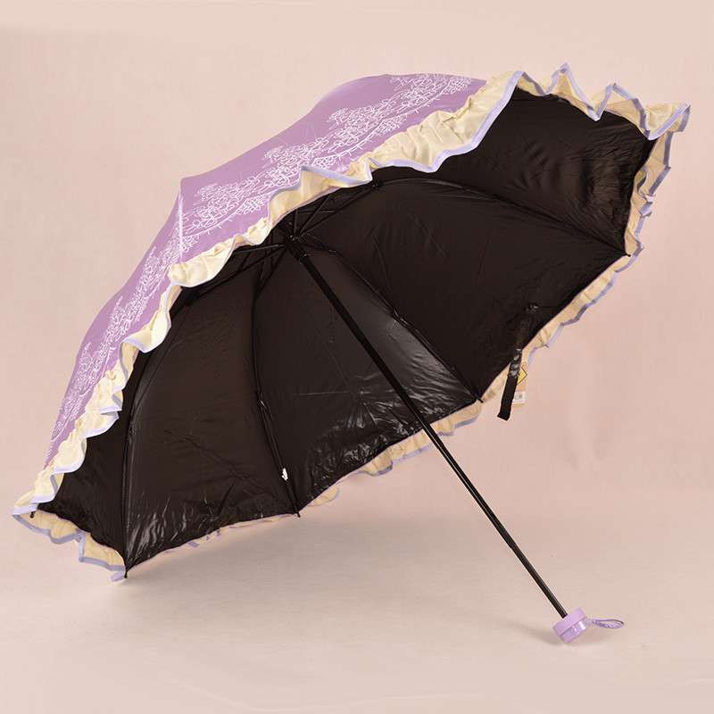 百盛洋伞 韩国公主伞晴雨伞 黑胶防晒防紫外线太阳伞遮阳伞 3367q火树