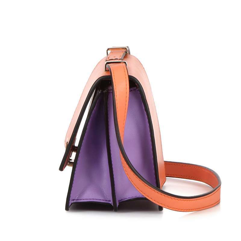 2014新款女包英伦复古撞色牛皮单肩斜跨小包潮流女士包zp900 橙配紫