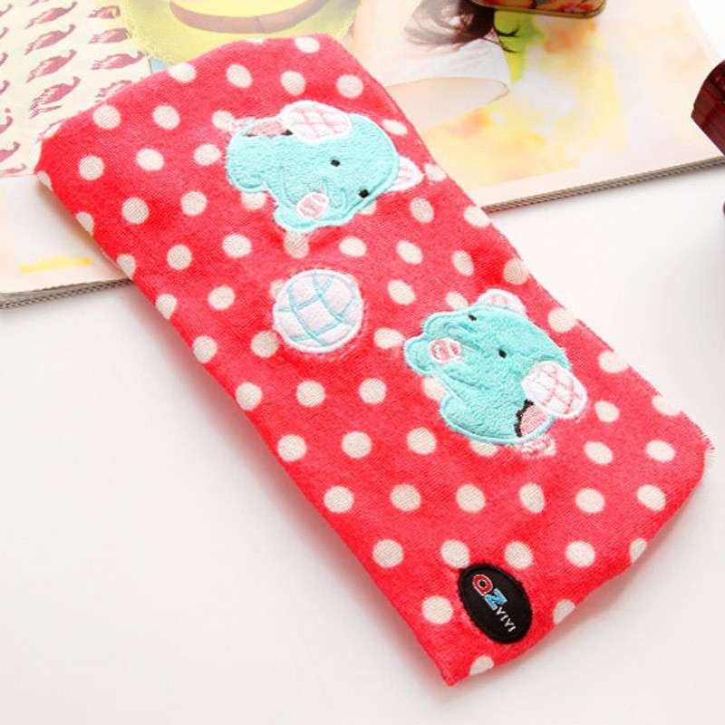 简家 韩国波点束发带 可爱洗脸化妆用束发巾 弹性发箍发带K2536 大红波点绿