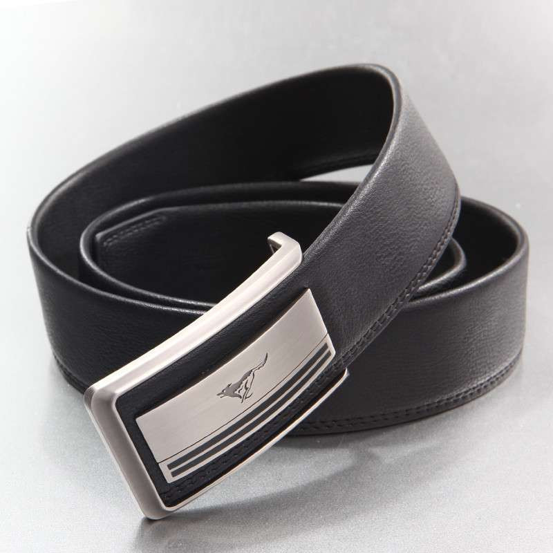 七匹狼 新款正品 男士商务休闲平滑扣 板扣皮带 男款牛皮腰带 7A1301200 黑色