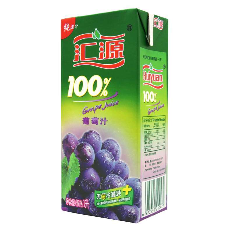 汇源100%葡萄汁1l*12高清实拍图