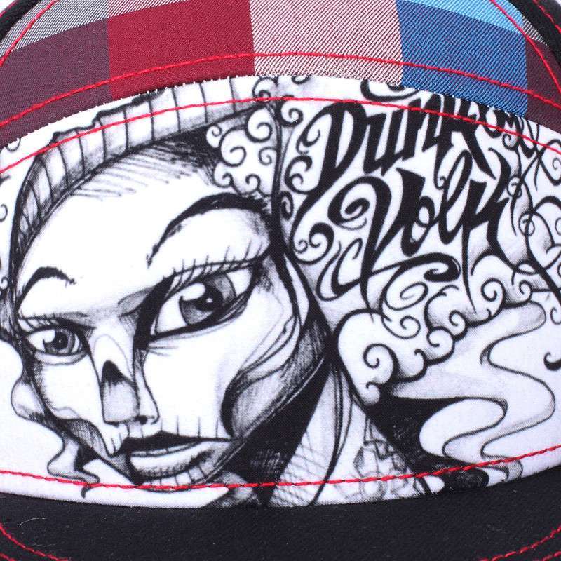 dunkelvolk 潮牌棒球帽 原创手绘人物涂鸦格子拼色帽嘻哈街头包邮