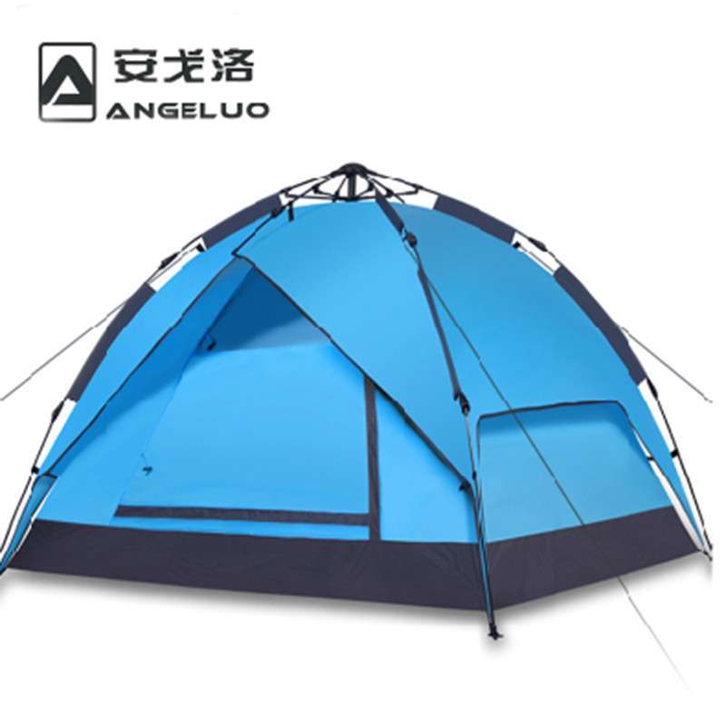 安戈洛户外3-4人全自动帐篷 双人防雨露营快开免搭建 三用 蓝色