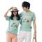 QQTOM新款情侣装韩国夏装韩版男t恤短袖夏款个性圆领印花情侣衫 浅蓝色 女S