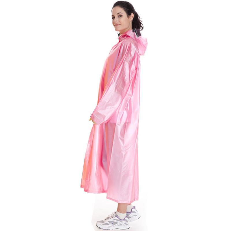 强迪演唱会旅游雨衣半透明雨衣便携雨披风衣式雨披非一次性雨衣 粉色M