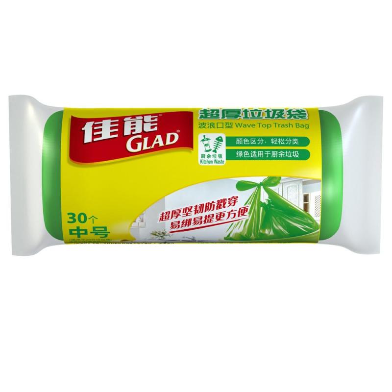 Glad 佳能加厚垃圾袋波浪口型中号30个装FTB6