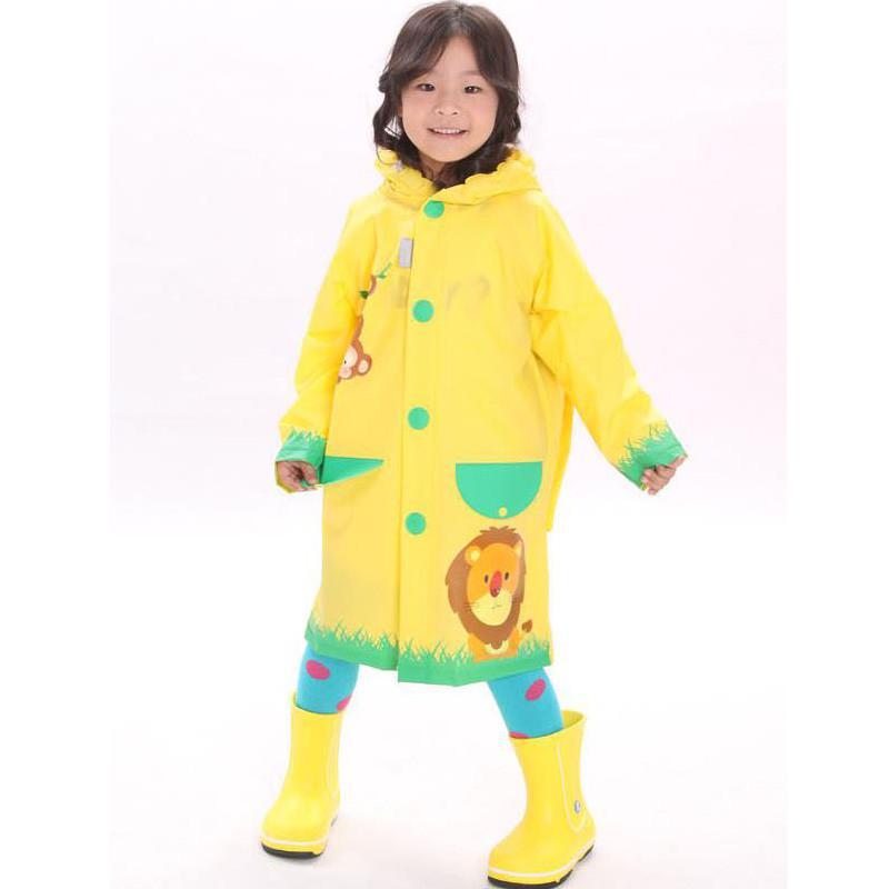 男女小学生儿童雨衣披时尚可爱 加厚连体雨披带书包位超软 黄色M