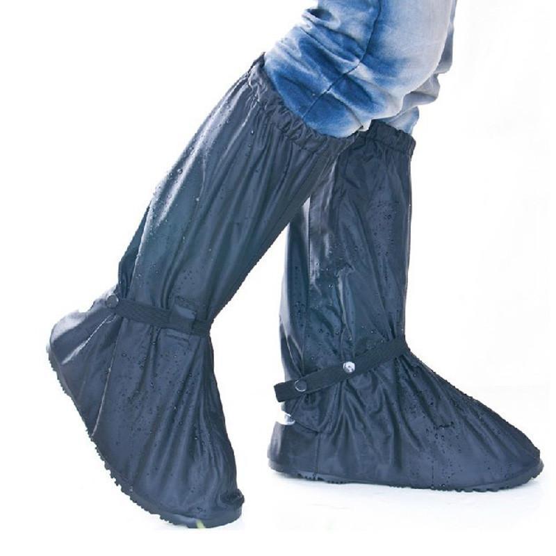 强迪牛津布防水鞋套H-608配防水条加厚底防雨鞋套男女通用 黑色L
