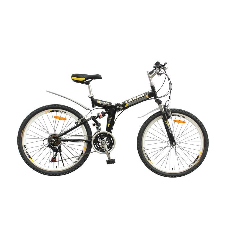 雷斯帕24/26寸奔腾2代避震折叠车SHIMANO21速山地自行车 铝V刹 26寸黑色