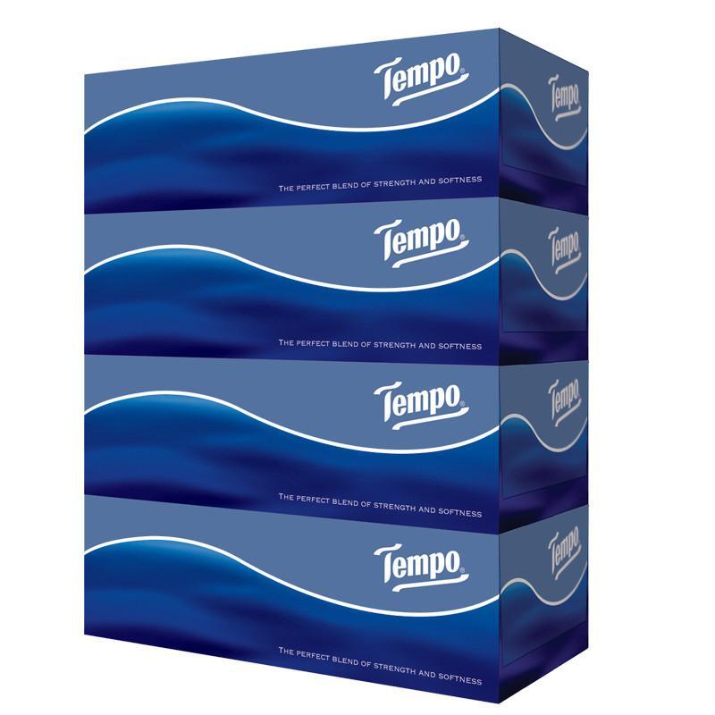 Tempo/得宝 盒抽 3层90抽盒装面巾纸*4盒 天然无味