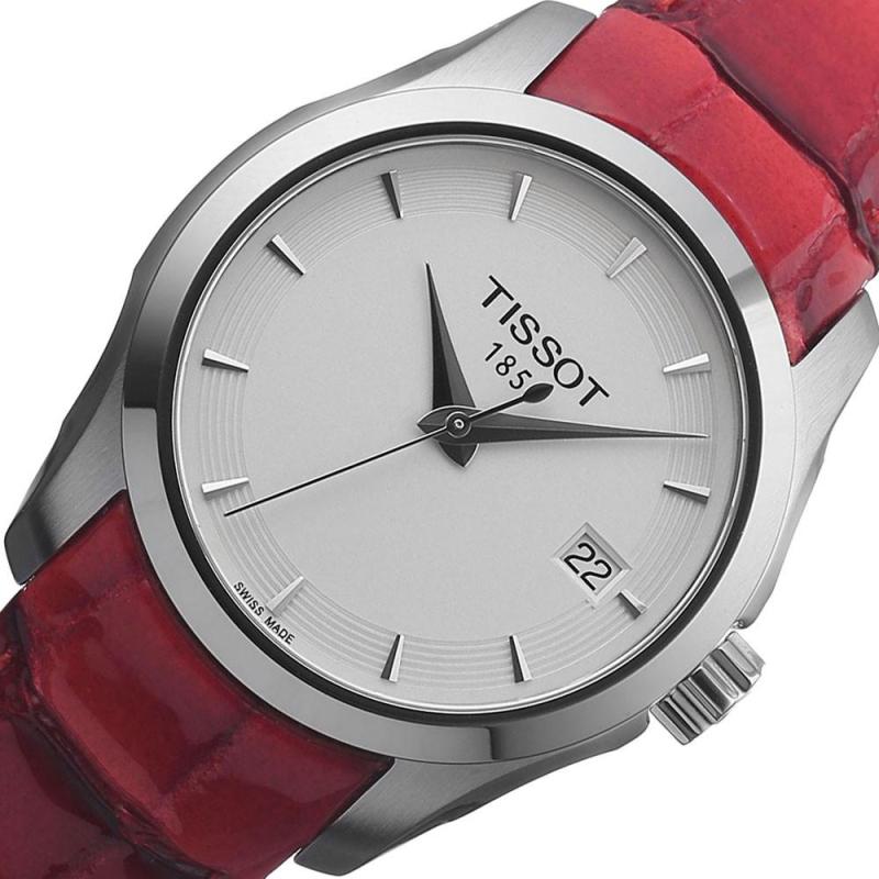 瑞士tissot天梭库图石英女表t035.210.16.011.01皮带 红色