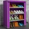 索尔诺简易防尘鞋架 加厚无纺布鞋柜 组合3层鞋橱 紫色