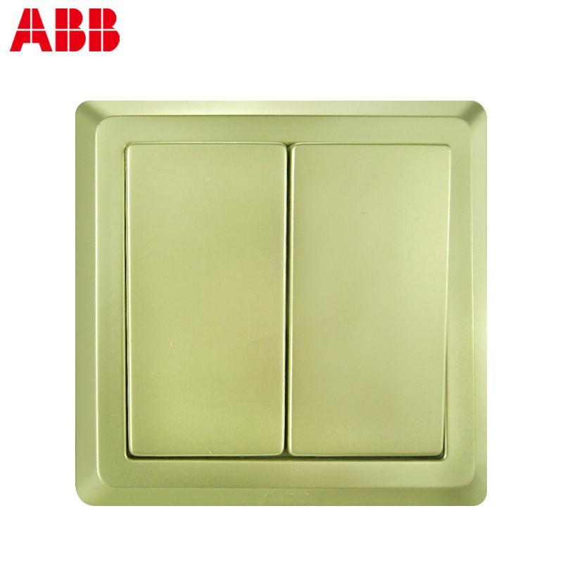 ABB开关面板86型墙壁开关德逸珍珠金色面板二开双控开关AE106-PG