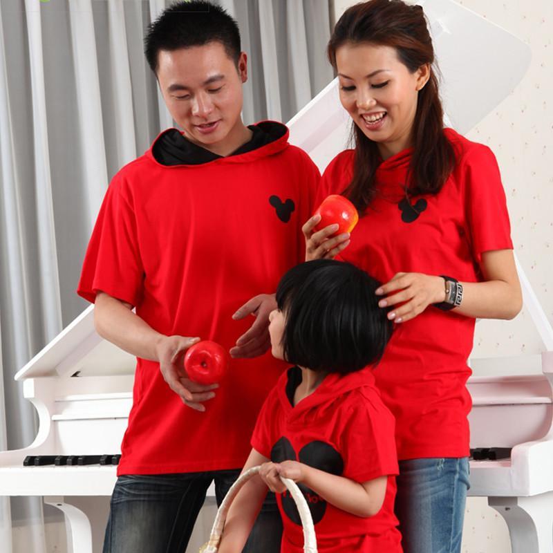 新款特价the couple pig 短袖亲子装 带帽时尚 夏季长版T 红色 女L