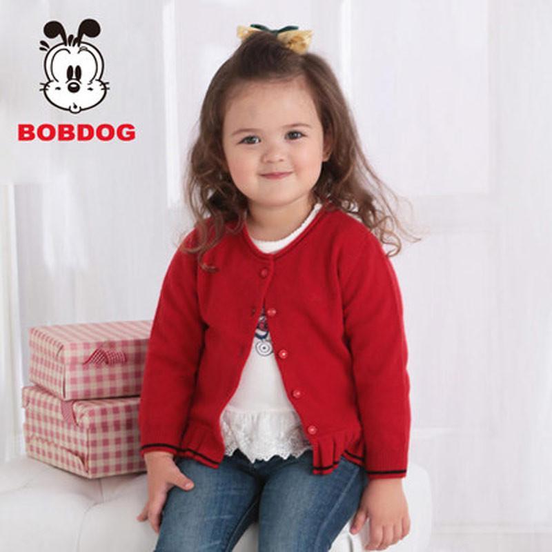 巴布豆(BOBDOG)正品秋冬潮流宝宝可爱羊绒衫女宝宝纯色正品羊绒高档童装