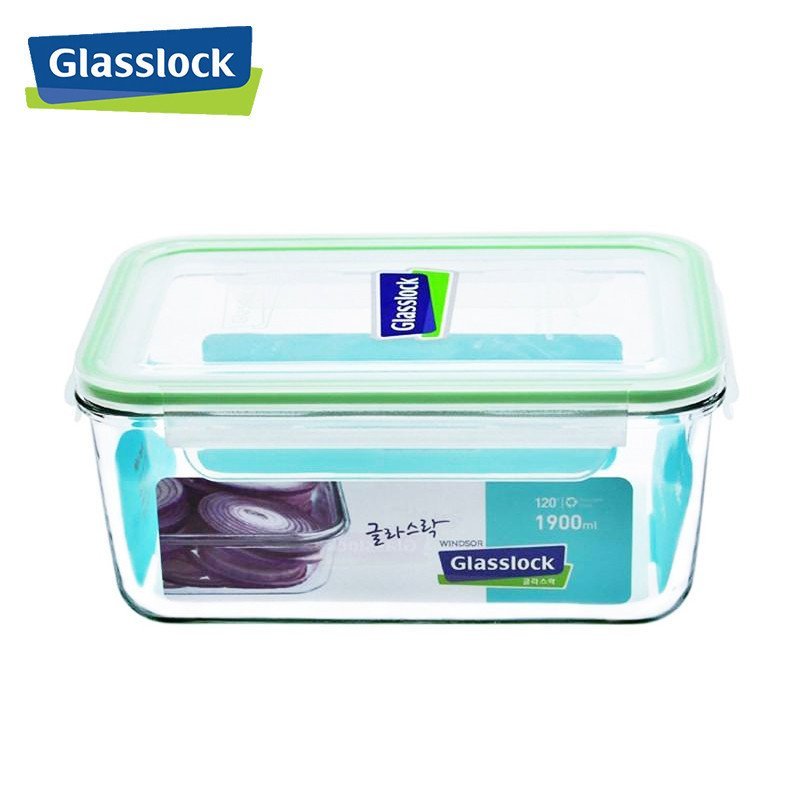 三光云彩(GLASSLOCK) 钢化玻璃保鲜盒韩国进口耐热长方形饭盒1870ml大号便当盒密封碗RP517