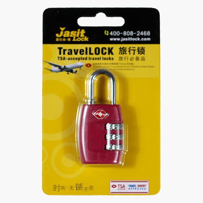 旅行用品tsa海关锁防盗安全3位迷你密码锁箱包锁行李箱挂锁拉杆箱 【海关锁】玫红