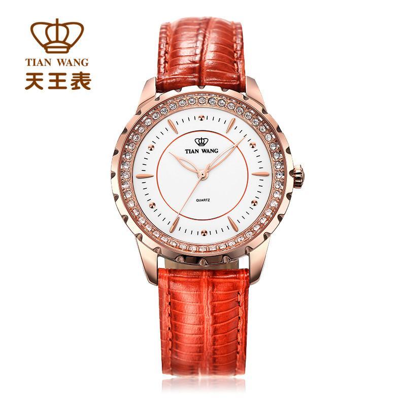 天王表(TIANWANG)新品正品休闲时尚石英品牌女表女士时装皮带手表LS3795P 红色