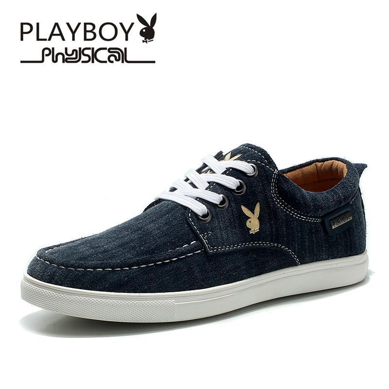 花花公子(PLAYBOY) 低帮男士户外休闲运动鞋 潮流男鞋 平底鞋 百搭鞋 驾车鞋新款 深兰 43码