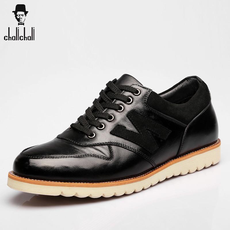 查理新款英伦圆头牛皮男鞋系带时尚字母舒适休闲鞋v10512 黑色 40码