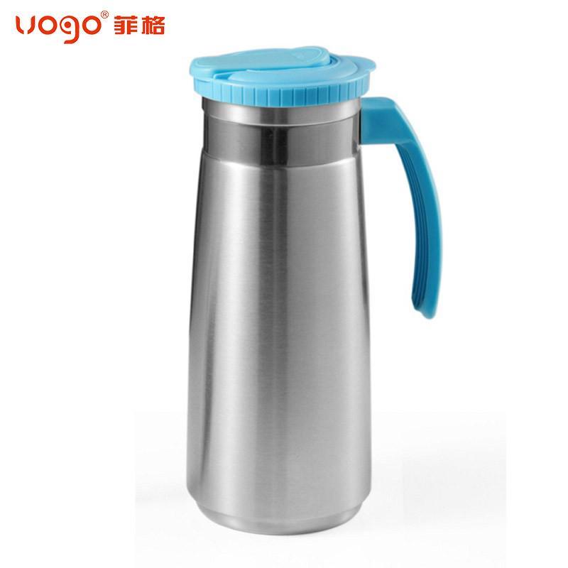 VOGO 1.3L不锈钢凉水壶耐热水壶果汁杯大容量居家水壶啤酒壶 天蓝色1300ML