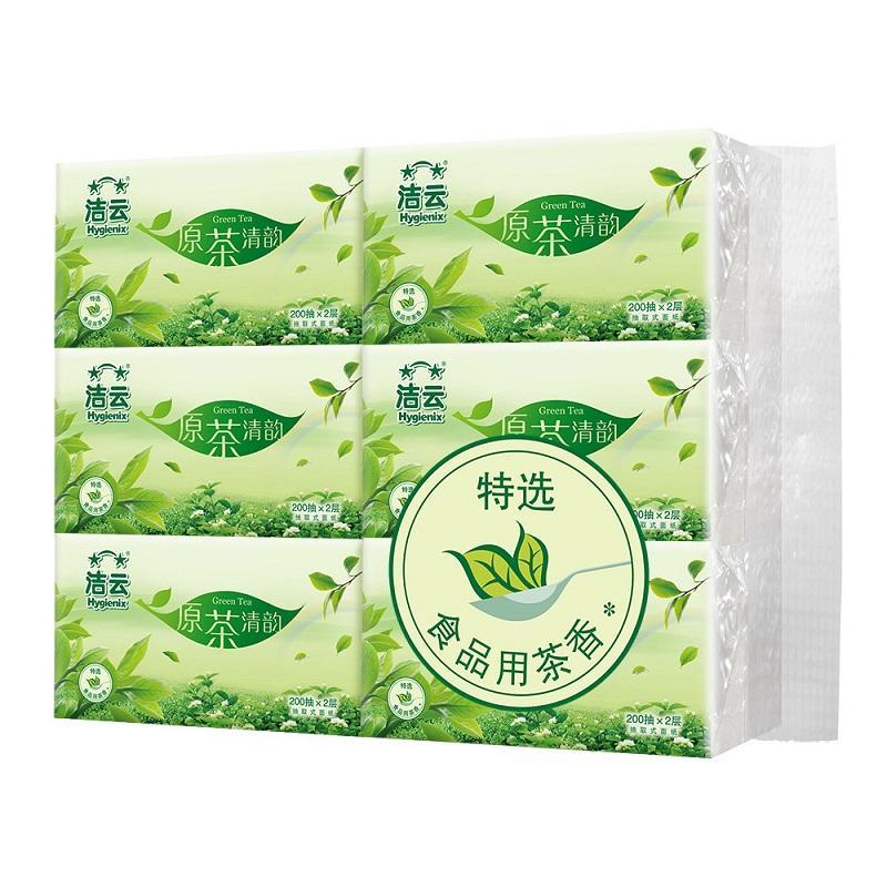 洁云原茶抽取式面纸200抽*6包