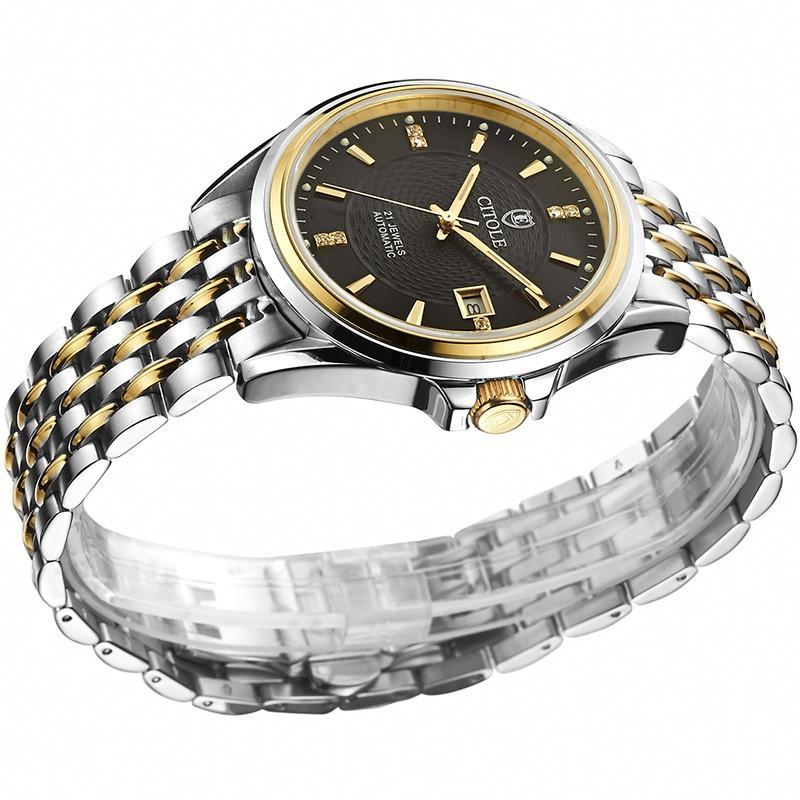 citole/西腾 全自动机械表 经典复古商务手表 简约男表 防水防震 黑色