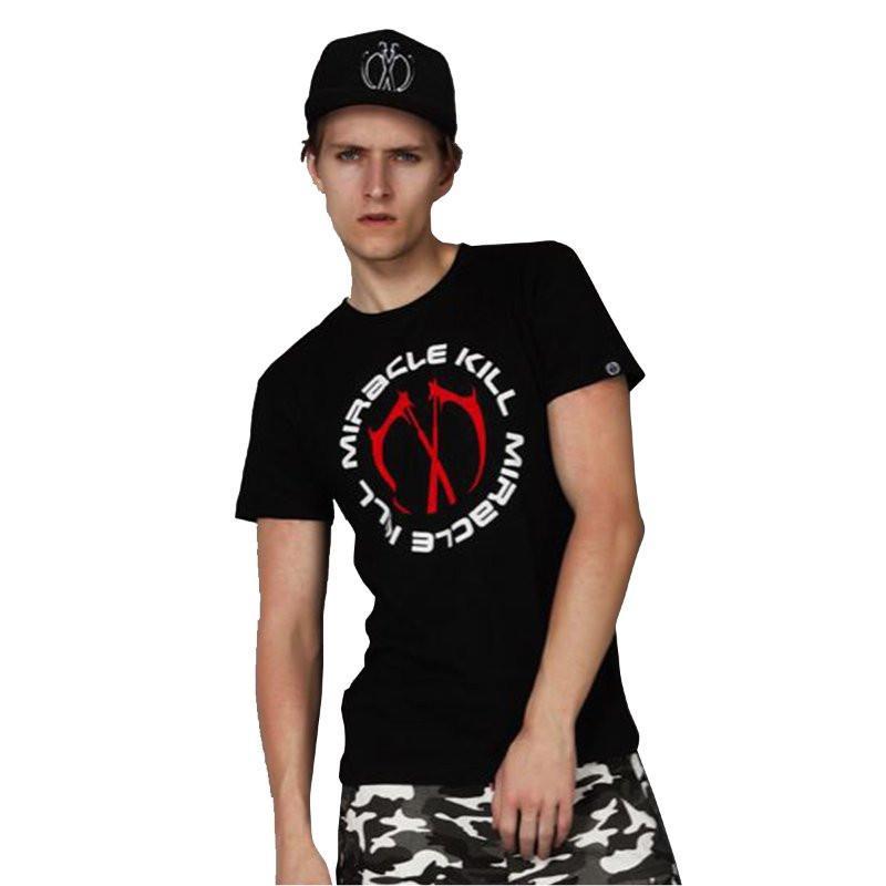 miracle kill 红白mk双刀大logo潮牌 男装短袖t恤衫 黑色 xxl