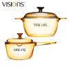 康宁(VISIONS)锅具套装VS-15+VSP-1晶彩透明玻璃汤锅1.5L奶锅1L两件套组合