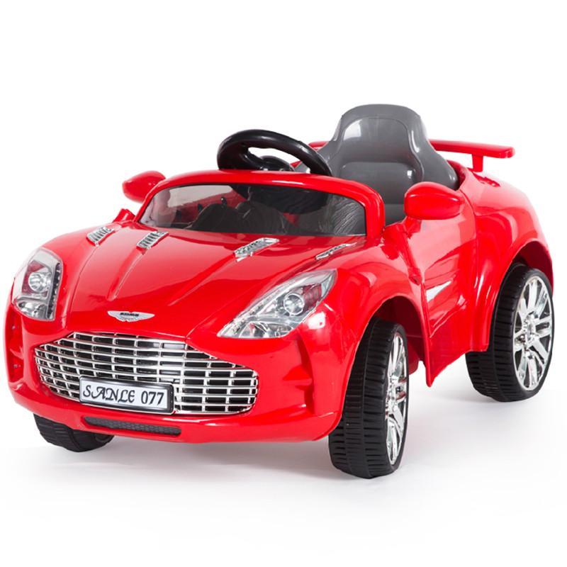 阿斯顿马丁儿童电动车四轮遥控可坐电动汽车宝宝车玩具车 红单电
