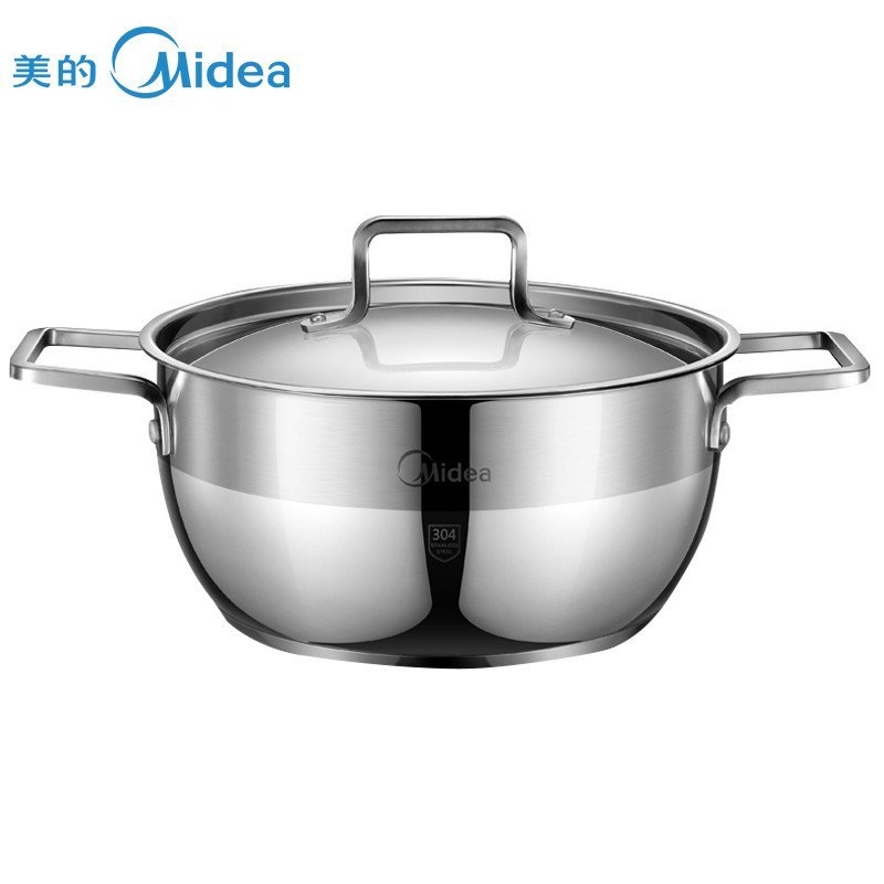 美的（Midea)TG24S3 304不锈钢加厚三层复底汤锅电磁炉及明火通用