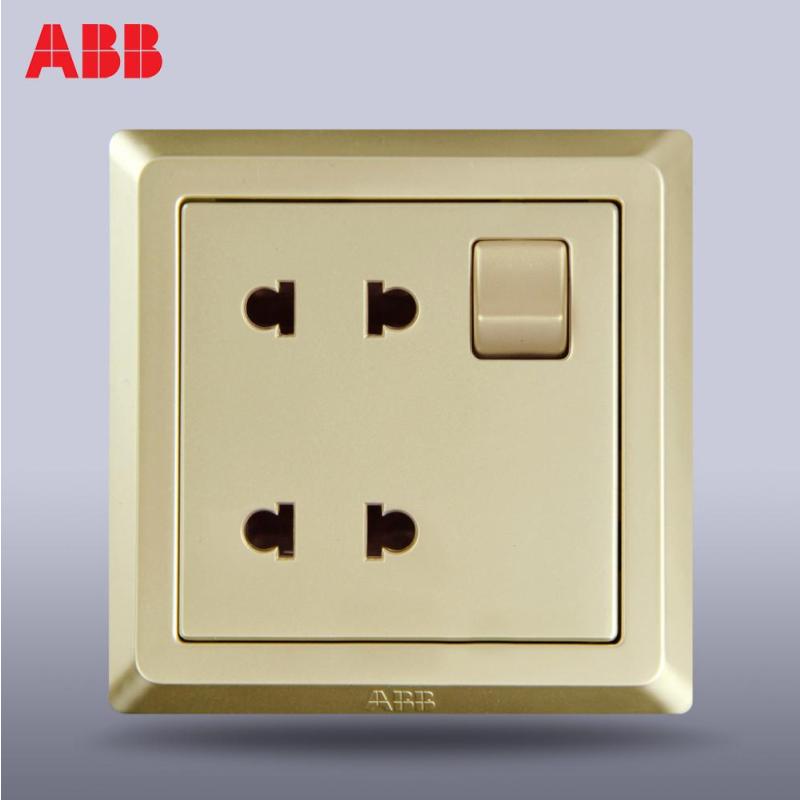ABB开关插座面板德逸珍珠金色一开四孔带开关AE222-PG