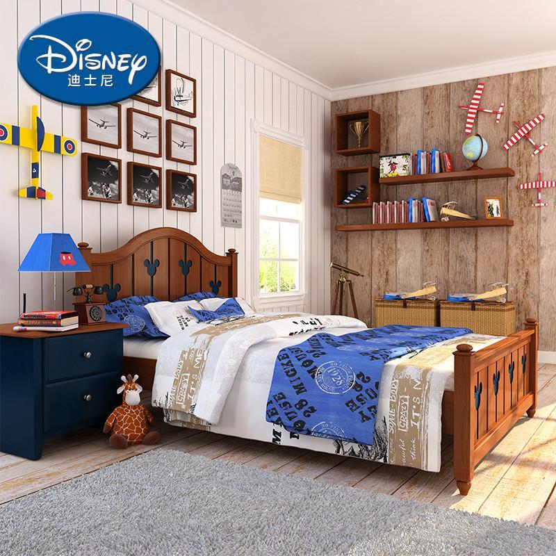 迪士尼儿童家具实木床 复古儿童床单人床 美式椿木床 1.