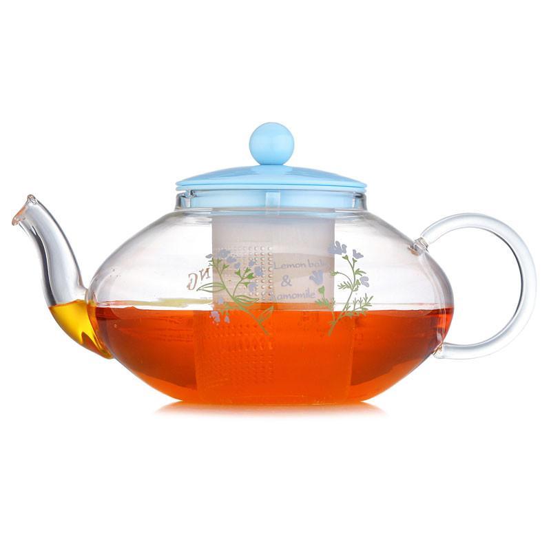 金玉兰(orchid) 高硼硅玻璃花茶壶 手工制作泡茶壶可加热耐热花草壶1.2L DX214P