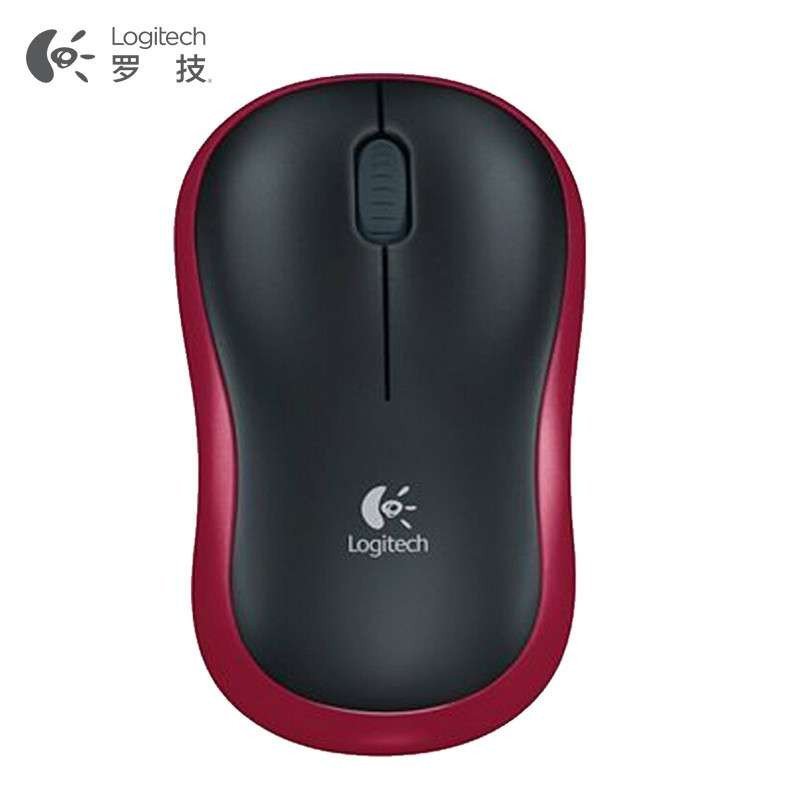 罗技（Logitech）M186无线鼠标红色 红色边