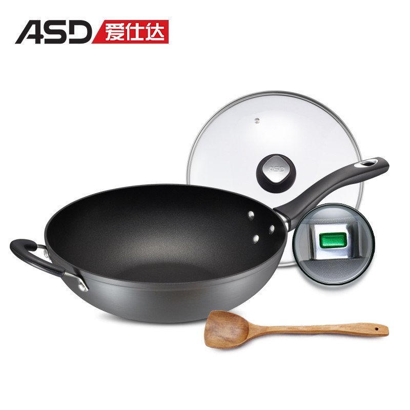ASD/爱仕达火龙眼温控炒锅 32CM新不粘无油烟不粘锅WJ8332E