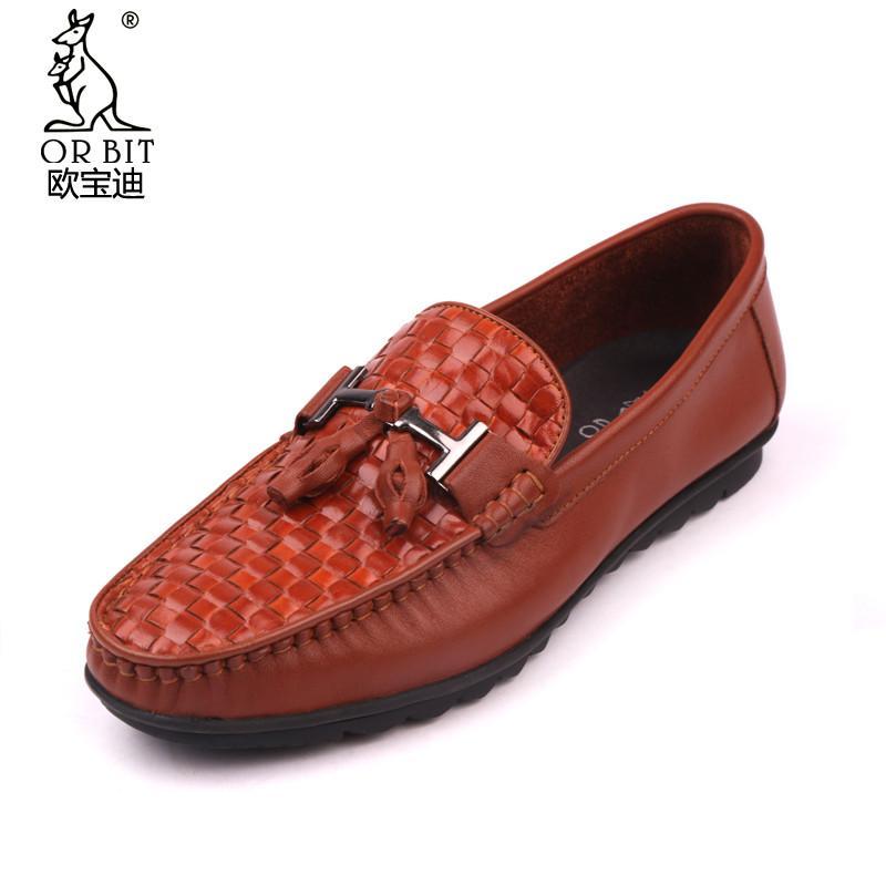 欧宝迪法国袋鼠商务休闲真皮新款男士英伦真皮驾车鞋透气休闲懒人鞋