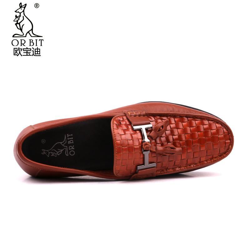 欧宝迪法国袋鼠商务休闲真皮新款男士英伦真皮驾车鞋透气休闲懒人鞋