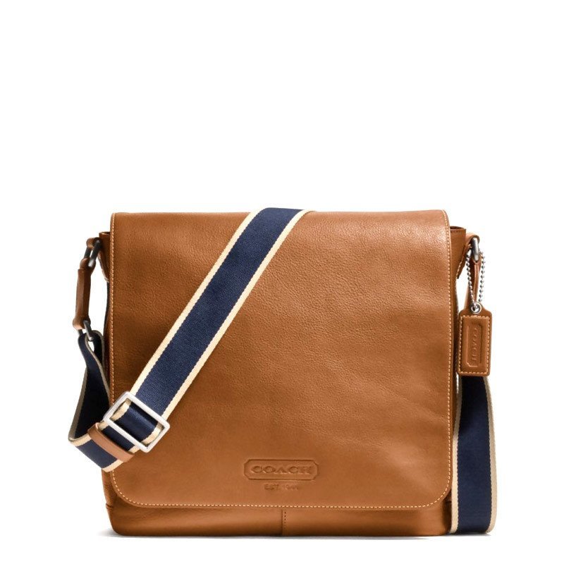 蔻驰（COACH）浮雕LOGO单肩斜挎包 休闲男包/箱包 70555_黄棕色