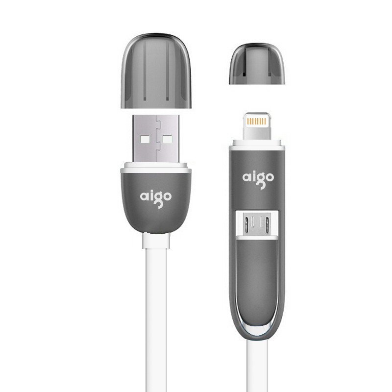 aigo爱国者DL102二合一数据线 珍珠白