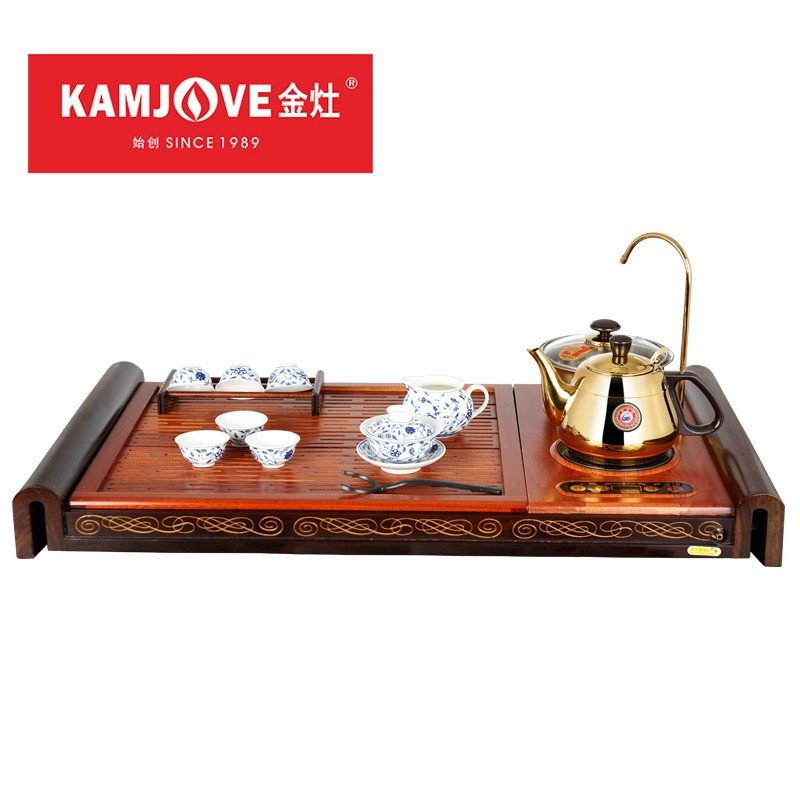 KAMJOVE/金灶 V812A 黑檀木红花梨木手工精雕实木茶盘泡茶机茶海