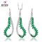XUPING JEWELRY/旭平首饰日韩时尚两件套装女 镀金项链+耳环礼物 祖母绿