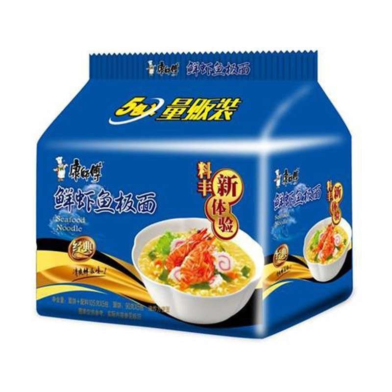 康师傅鲜虾鱼板面五连包