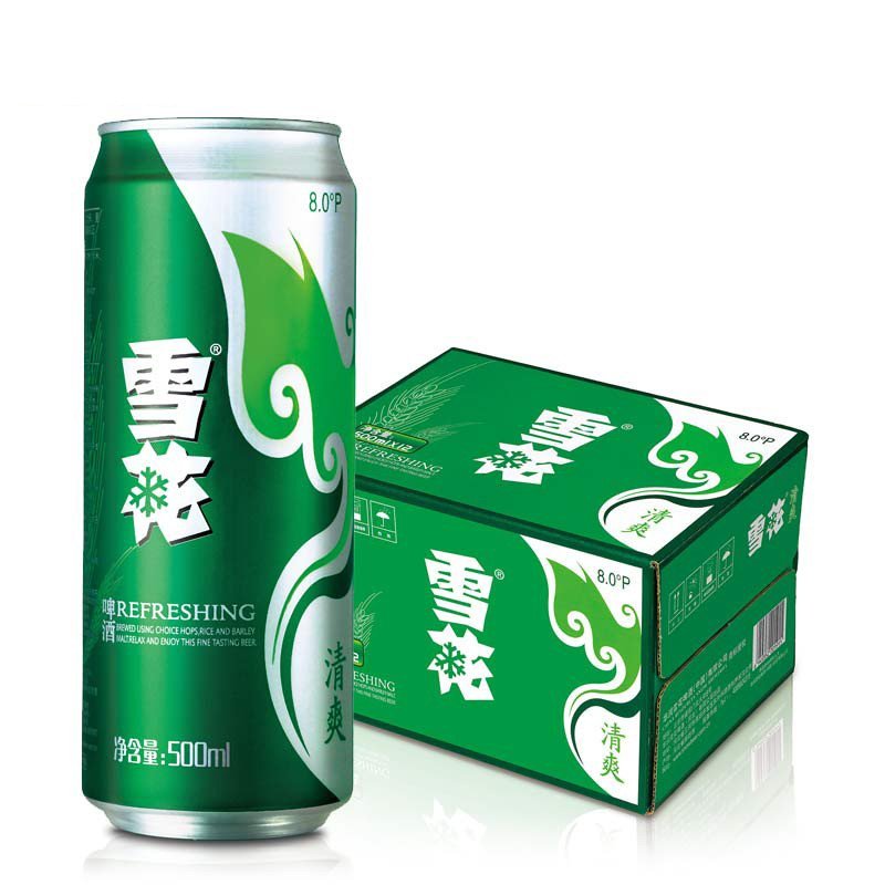 雪花啤酒8度清爽500mL*12听