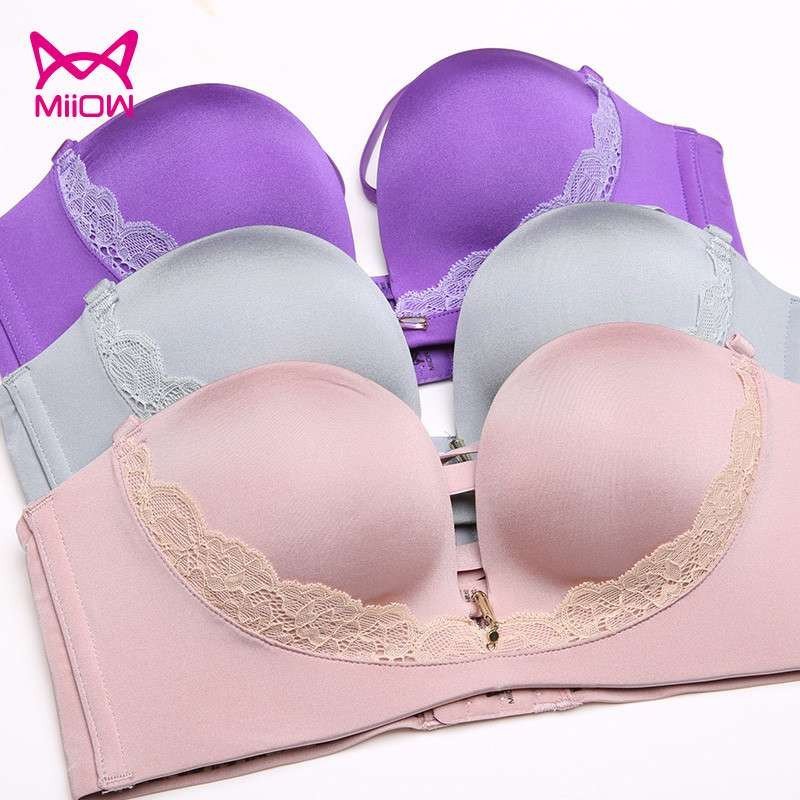 miiow/猫人内衣女性感蕾丝文胸1/2罩模杯款 女士大胸舒适文胸正品