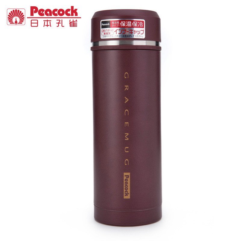 日本孔雀(Peacock)商务水杯不锈钢真空保温杯AMC-45(V)送礼必备水壶茶杯棕色450毫升