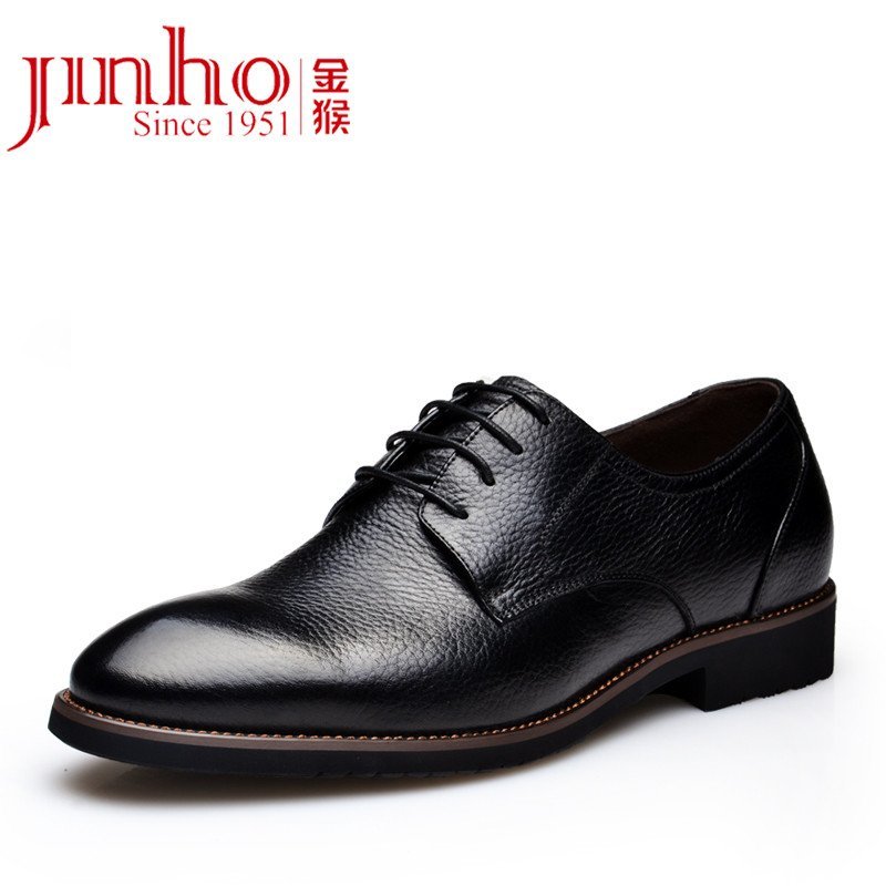 金猴(Jinho) 春季 商务牛皮正品低帮系带正装男士皮鞋 休闲皮鞋绅士男单鞋SQ29121 黑色 43码